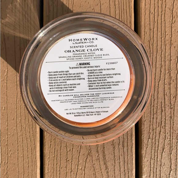 🆕ORANGE CLOVE HARRY SLATKIN HOMEWORX 4 WICK 18oz CANDLE NWTS!!! - Picture 4 of 5